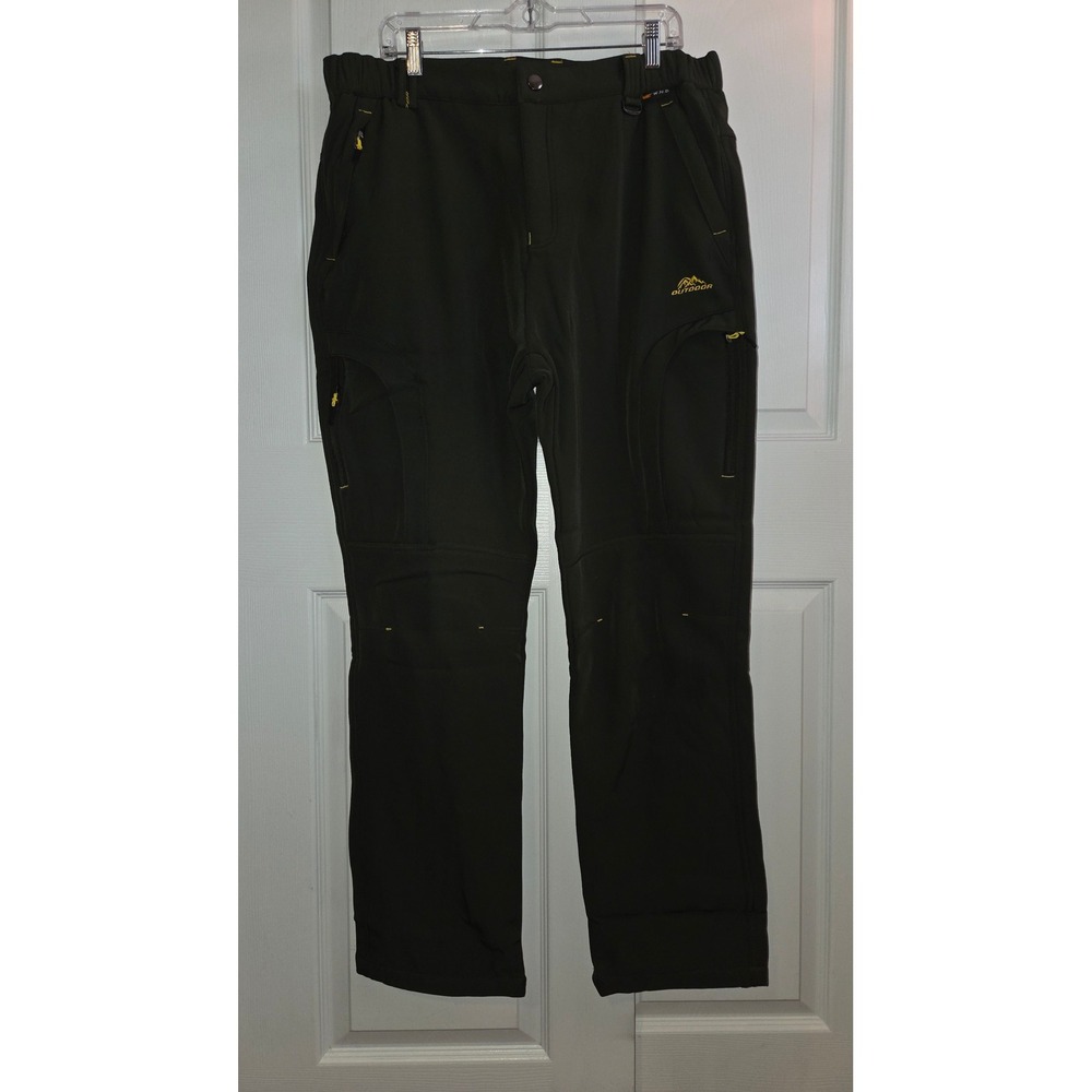 Outdoor Men Green Softshell Fleece Lined Hiking Cargo Pants 2XL 6601Hgreen